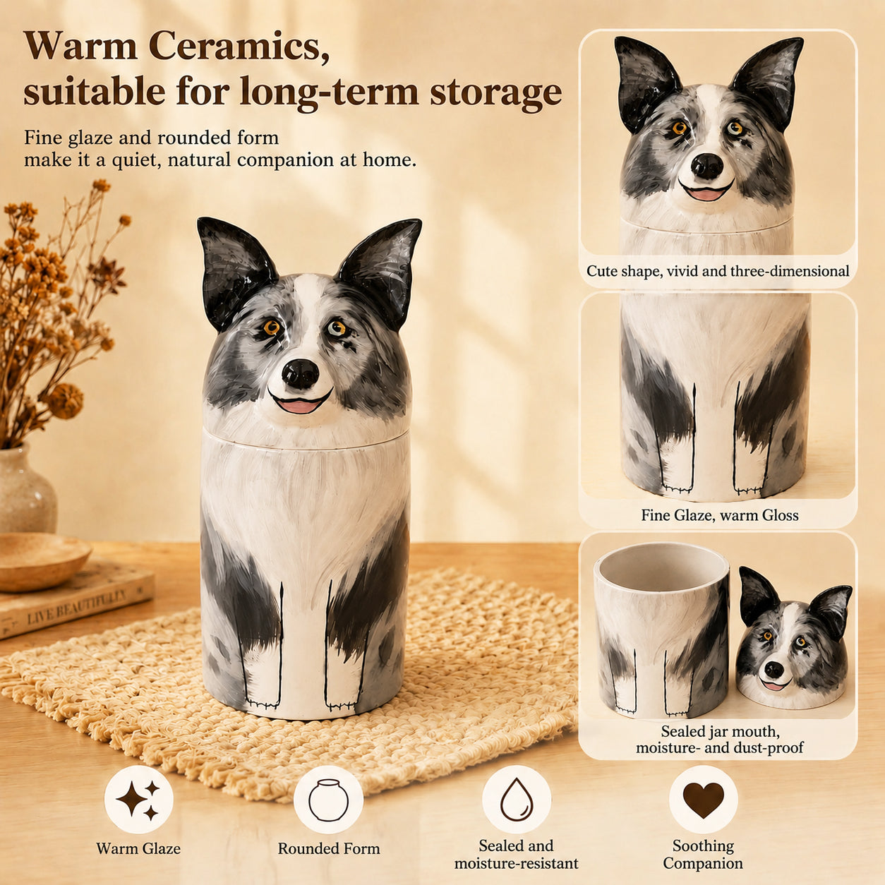Handcrafted Pet Memorial Urn - Ceramic Keepsake for Your Beloved Dog