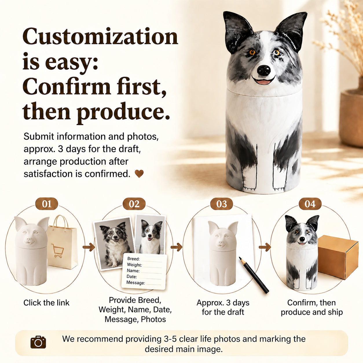 Handcrafted Pet Memorial Urn - Ceramic Keepsake for Your Beloved Dog