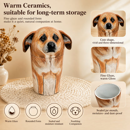 Custom Hand-painted Dog Memorial Urn - Ceramic Pet Portrait Keepsake for Dog Lover