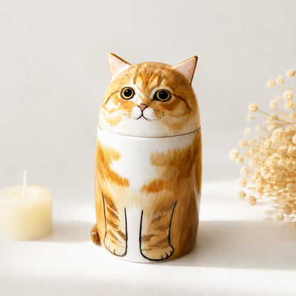 Personalized Ceramic Cat Urn for Ashes – Handmade Cat Memorial Keepsake
