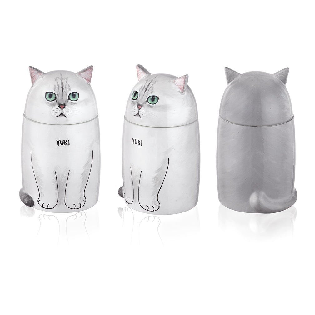 Personalized Ceramic Cat Urn - Handmade Memorial Keepsake for Ashes