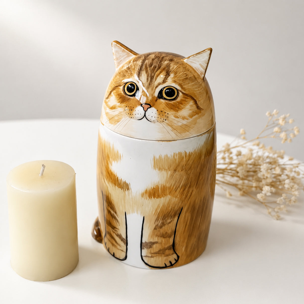 Personalized Ceramic Cat Urn for Ashes – Handmade Cat Memorial Keepsake