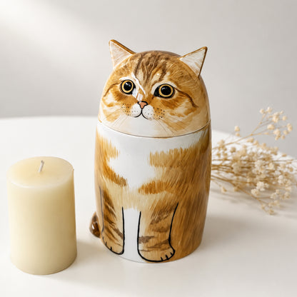 Personalized Ceramic Cat Urn for Ashes – Handmade Cat Memorial Keepsake