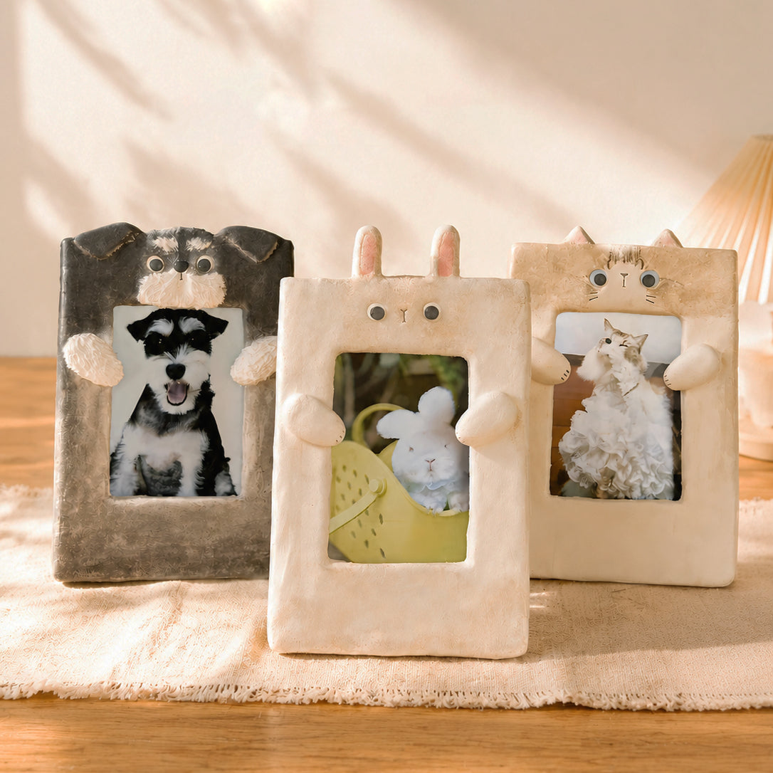 Custom Ceramic Pet Photo Frame - Personalized Cat & Dog Memorial Desktop Decor