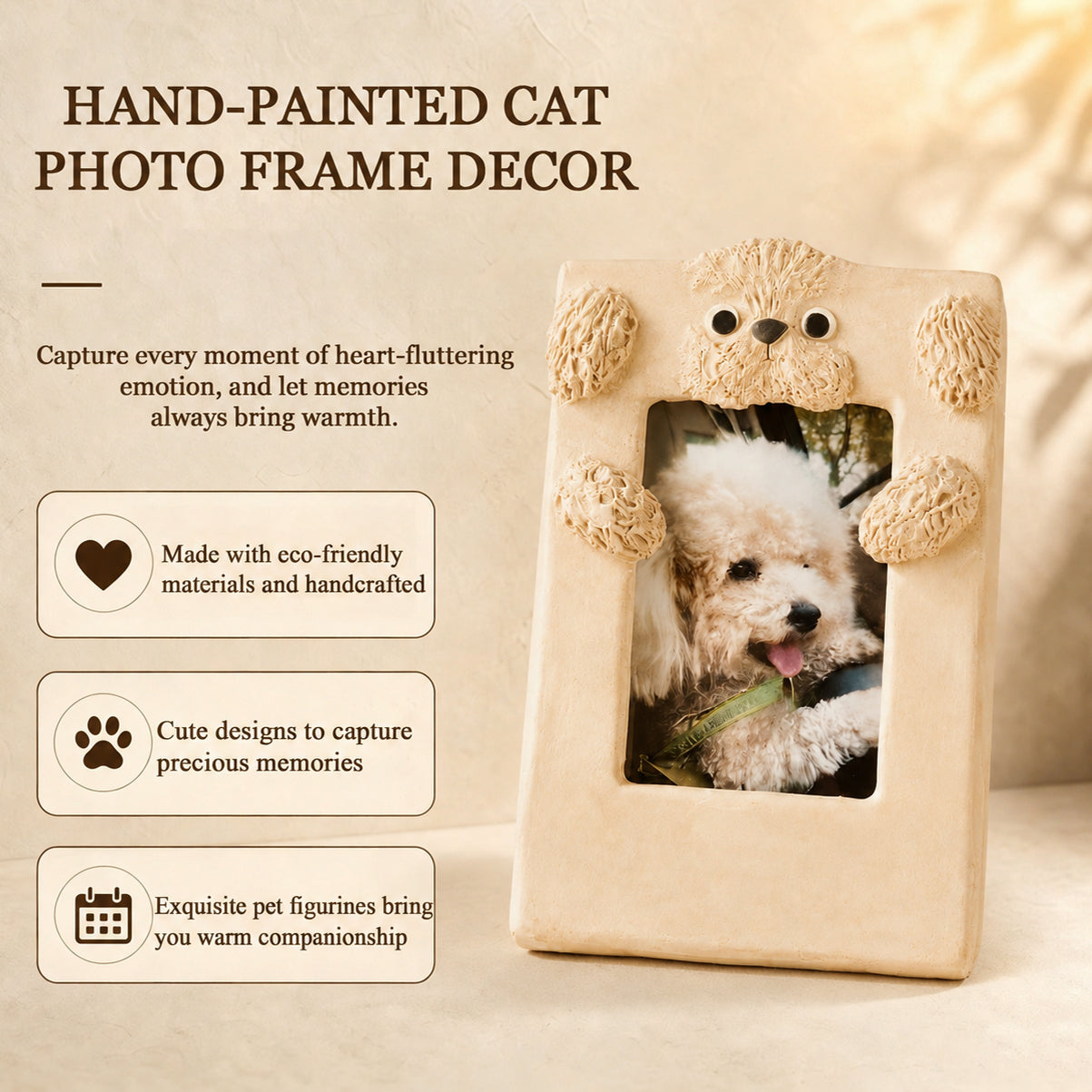 Custom Ceramic Pet Photo Frame - Personalized Cat & Dog Memorial Desktop Decor