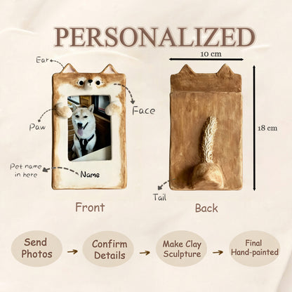 Custom Ceramic Pet Photo Frame - Personalized Cat & Dog Memorial Desktop Decor