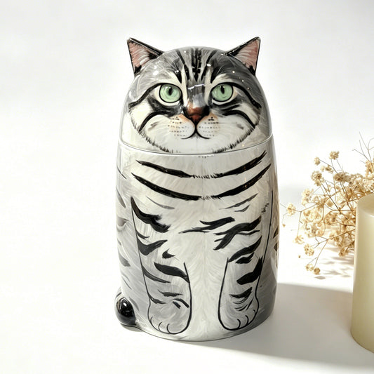 Personalized Cat Urn for Ashes – Handmade Ceramic Memorial Keepsake Urn