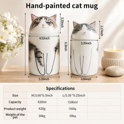 Personalized Ceramic Cat Urn for Ashes – Handmade Cat Memorial Keepsake
