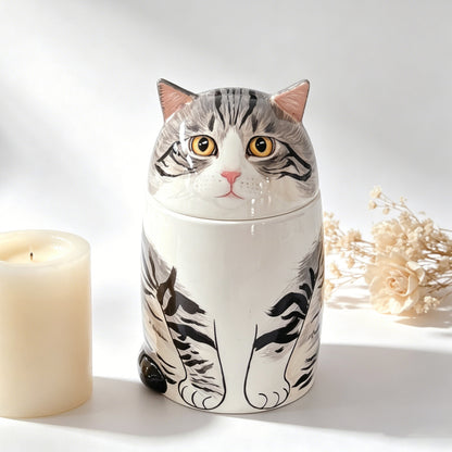 Custom Hand-Painted Cat Memorial Urn - Honor Your Pet’s Memory